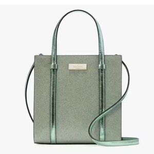 Kate Spade Kenzie Glitter Metallic Green Crossbody Bag NWT